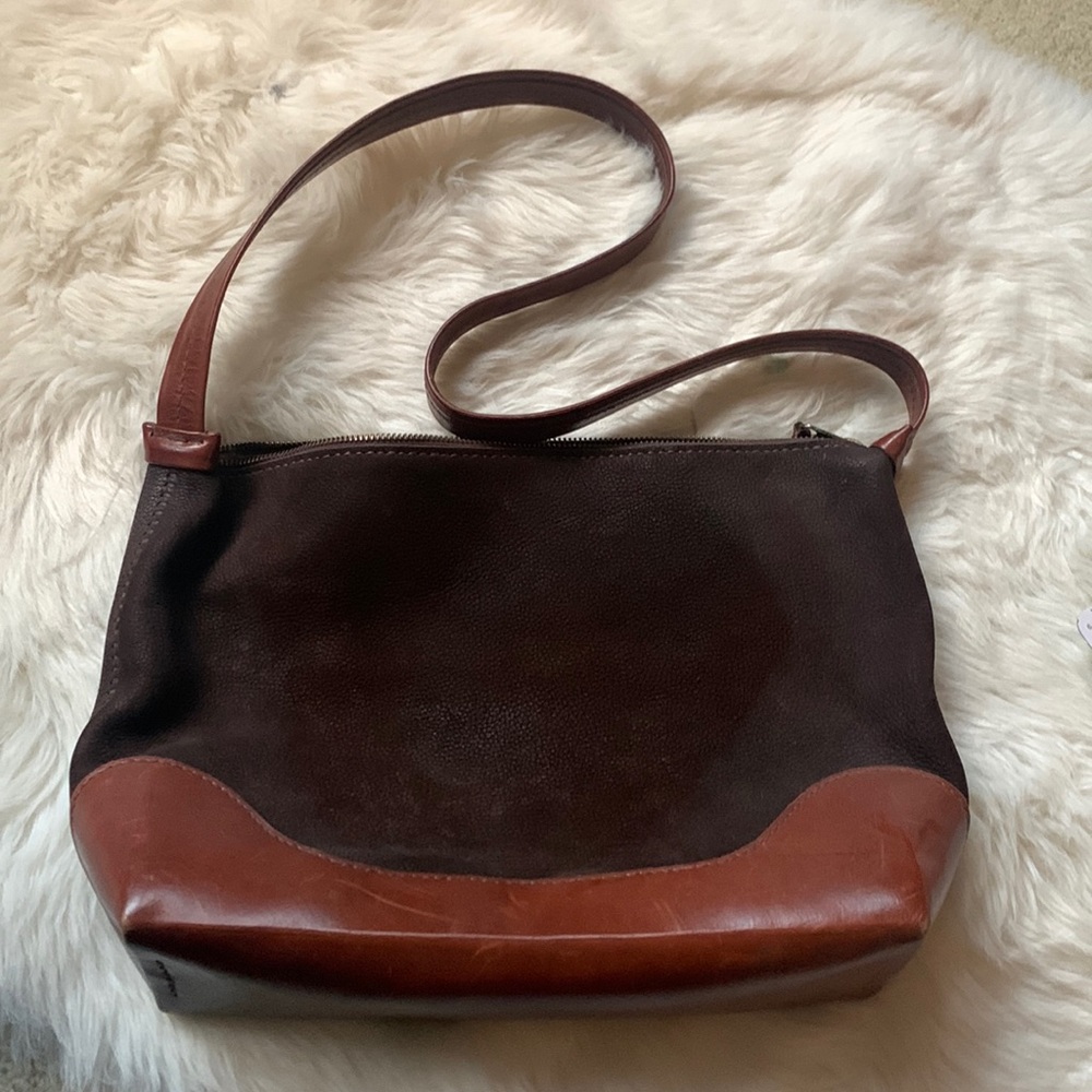 Ykk leather and Suade brown hobo shoulder bag